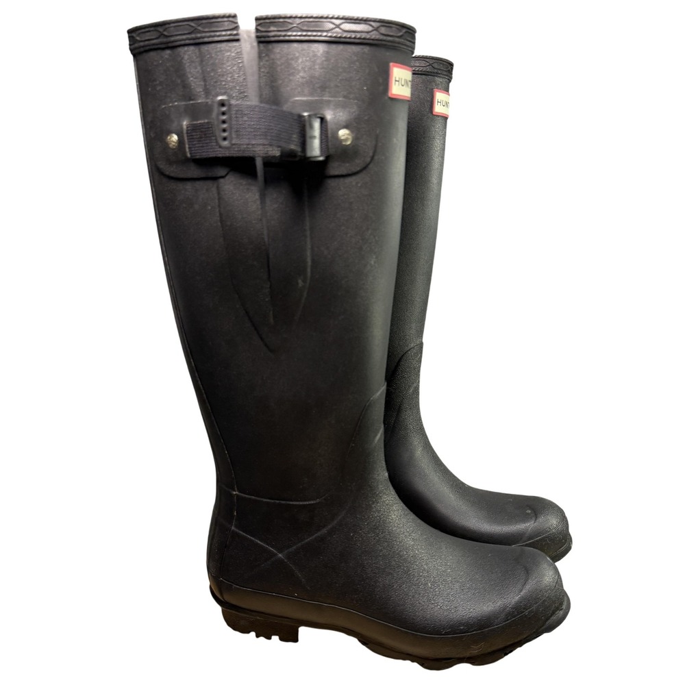Hunter Boots Womens Size 7 Black Norris Field Side Adjustable Rain UFT4001RMI